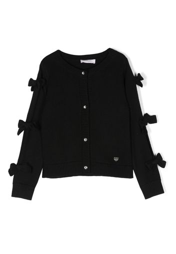 Monnalisa bow-detail fine-knit cardigan - Nero