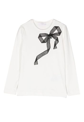 Monnalisa bow-detail stretch-cotton sweatshirt - Bianco