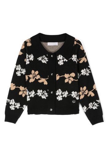 Monnalisa patterned floral-print fine-knit cardigan - Nero