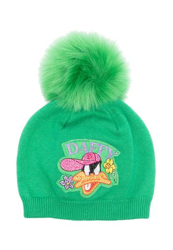 Monnalisa pompom detail knit hat - Verde