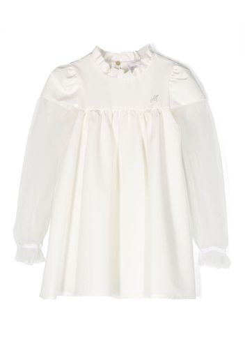 Monnalisa tulle-sleeves flared dress - Bianco