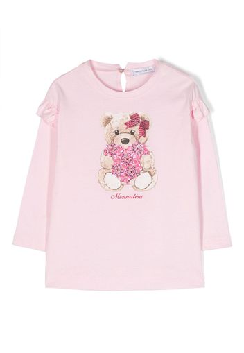 Monnalisa T-shirt con stampa Teddy Bear - Rosa