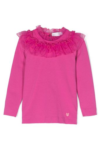 Monnalisa ruffle-collar stretch-cotton T-shirt - Rosa