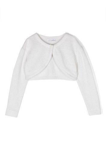 Monnalisa fine-ribbed cropped cardigan - Bianco