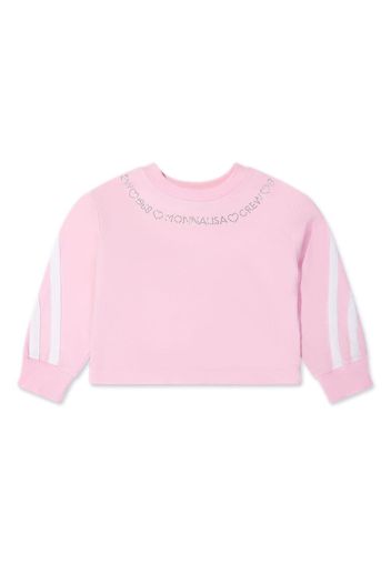 Monnalisa crystal-embellished logo-print sweatshirt - Rosa