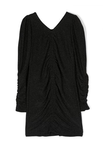 Monnalisa ruched V-neck dress - Nero