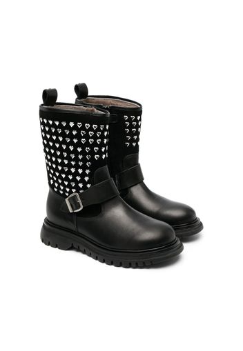 Monnalisa studded buckled ankle boots - Nero