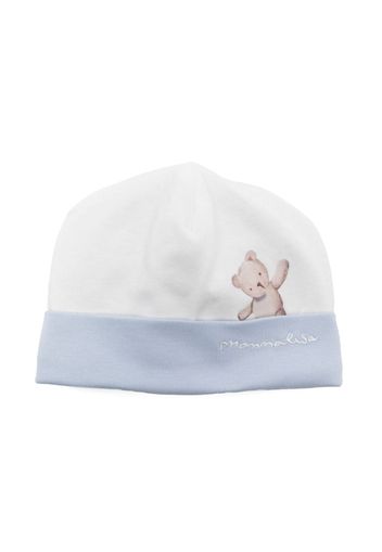 Monnalisa teddy-bear-print cotton hat - Bianco