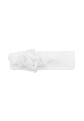 Monnalisa rose-detail velvet headband - Bianco