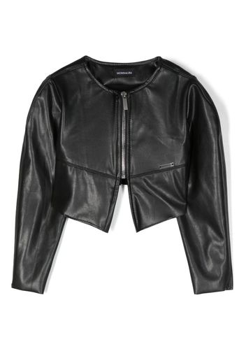 Monnalisa zip-up faux-leather jacket - Nero