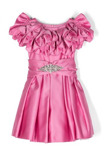 Monnalisa ruffled-collar crystal-embellished dress - Rosa