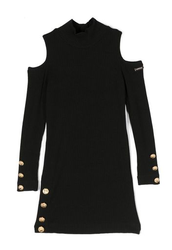 Monnalisa long-sleeve ribbed minidress - Nero