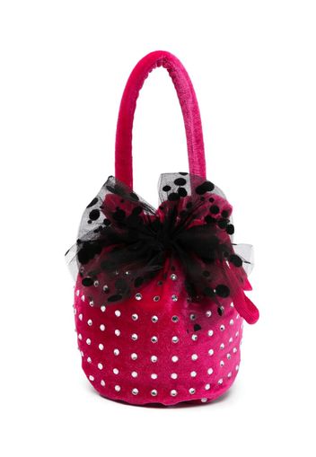 Monnalisa crystal-embellished velvet bucket bag - Rosa