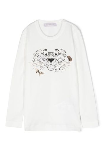 Monnalisa Pink Panther long-sleeve T-shirt - Bianco