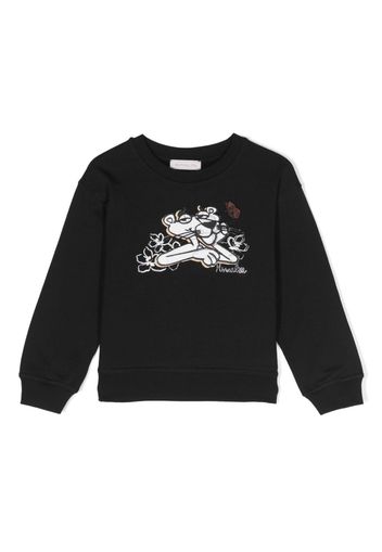 Monnalisa Pink Panther-embroidered cotton sweatshirt - Nero