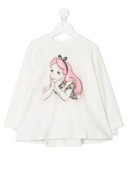Alice-print ruffled sweatshirt
