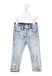 Monnalisa Jeans dritti con ricamo - Blu