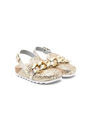 Monnalisa embellished chain-trim slippers - Oro