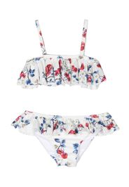 Monnalisa floral-print ruffled bikini set - Bianco