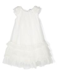 Monnalisa ruffled-detail short-sleeved dress - Bianco