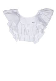 Monnalisa Blusa con ruches crop - Bianco