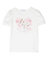 Monnalisa embellished-Chic detail T-shirt - Bianco