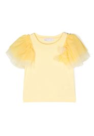 Monnalisa T-shirt con maniche in tulle - Giallo