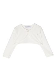 Monnalisa rhinestone-logo cropped cardigan - Bianco