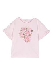 Monnalisa T-shirt a fiori - Rosa