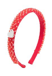 Monnalisa beaded logo-charm hairband - Rosso