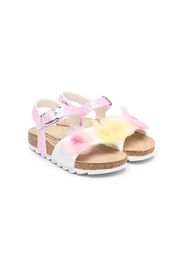 Monnalisa floral-appliqué open toe sandals - Rosa