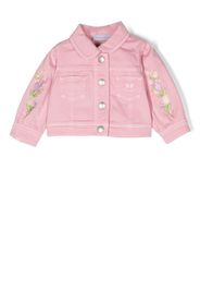 Monnalisa floral-embroidered denim jacket - Rosa