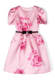 Monnalisa bow-detail rose-print dress - Rosa