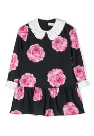 Monnalisa rose-print rhinestone-embellished dress - Nero