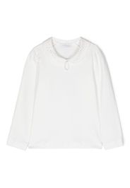 Monnalisa rhinestone-embellished long-sleeve blouse - Bianco