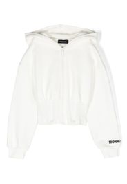 Monnalisa logo-print zip-up hoodie - Bianco