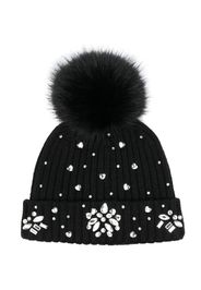 Monnalisa crystal-embellished ribbed beanie - Nero