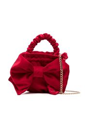 Monnalisa bow-detail velevet shoulder bag - Rosso