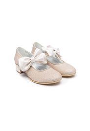 Monnalisa 35mm bow-detail leather ballerina shoes - Oro