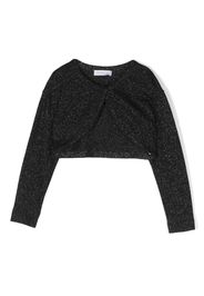 Monnalisa Cardigan crop con intarsio - Nero