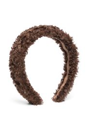 Monnalisa crystal-embellished shearling headband - Marrone