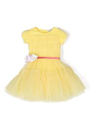 Monnalisa faux-flower-detail tulle dress - Giallo