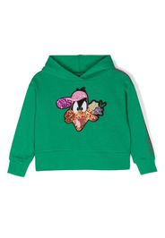 Monnalisa Daffy Duck-appliqué hoodie - Verde