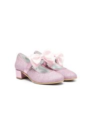 Monnalisa glitter-detail 35mm block-heel ballerina shoes - Rosa