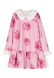 Monnalisa rose-print tiered-skirt dress - Rosa