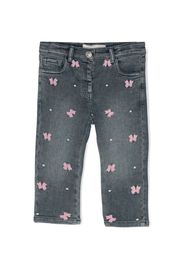 Monnalisa bow-embroidered jeans - Blu