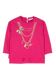 Monnalisa T-shirt con stampa collana - Rosa