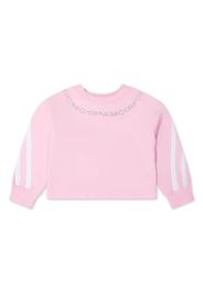 Monnalisa crystal-embellished logo-print sweatshirt - Rosa