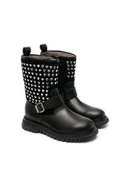 Monnalisa studded buckled ankle boots - Nero