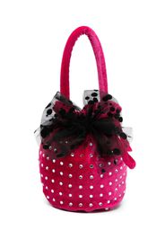 Monnalisa crystal-embellished velvet bucket bag - Rosa